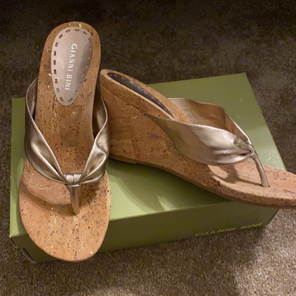 Gianni Bini Gold Wedge Sandals